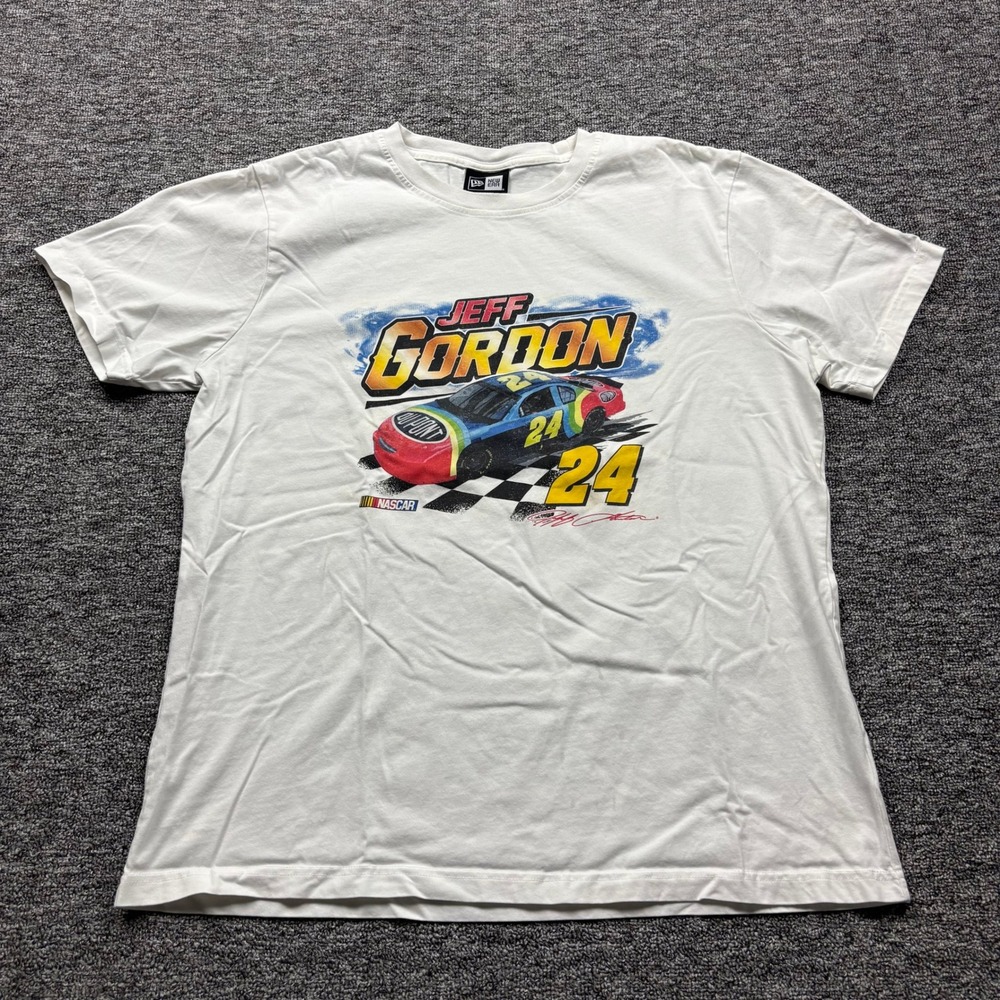 New Era Jeff Gordon NASCAR Racing Graphic White T-Shirt Size Large